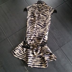 Open Cardigan Draped Vest with Pleating